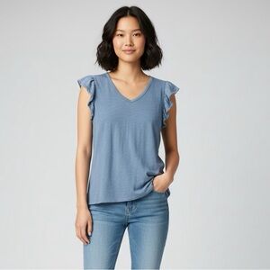 GAP Women's Soft Blue Ruffle Tank Top